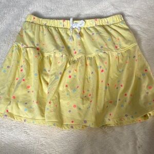 Girls' Yellow Tiered Skirt with Multicolor Polka Dots